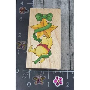 All Night Media Pooh Star 783G Christmas Disney Rubber Stamp Wood #O63